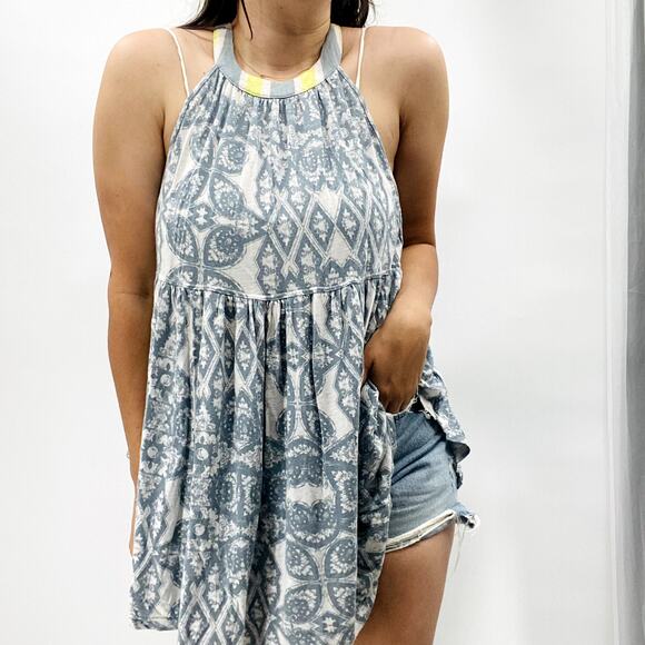 Free People S blue Boho tunic Tank Top - Picture 4 of 8